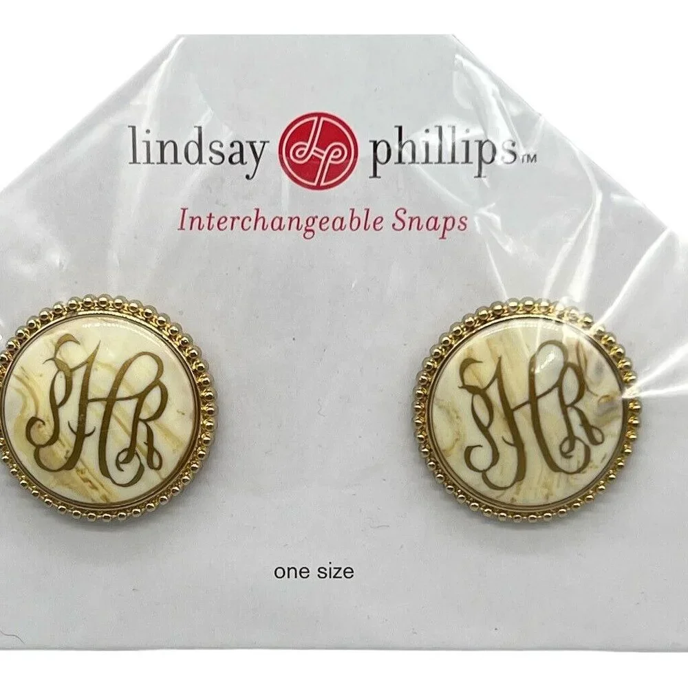 Lindsay Phillips Interchangeable Snaps Monogrammed HR Hazel SNAP106 One Size - Picture 3 of 6